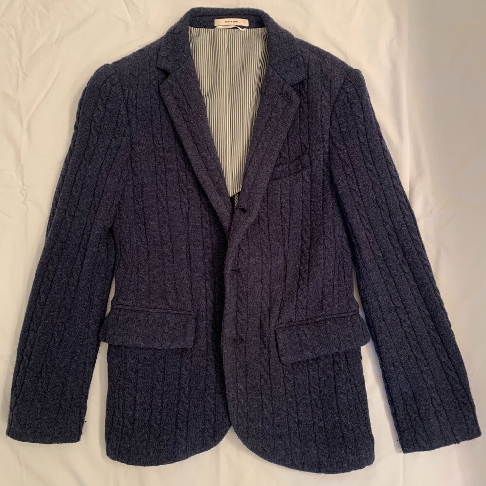 Club Monaco blue cable knit blazer